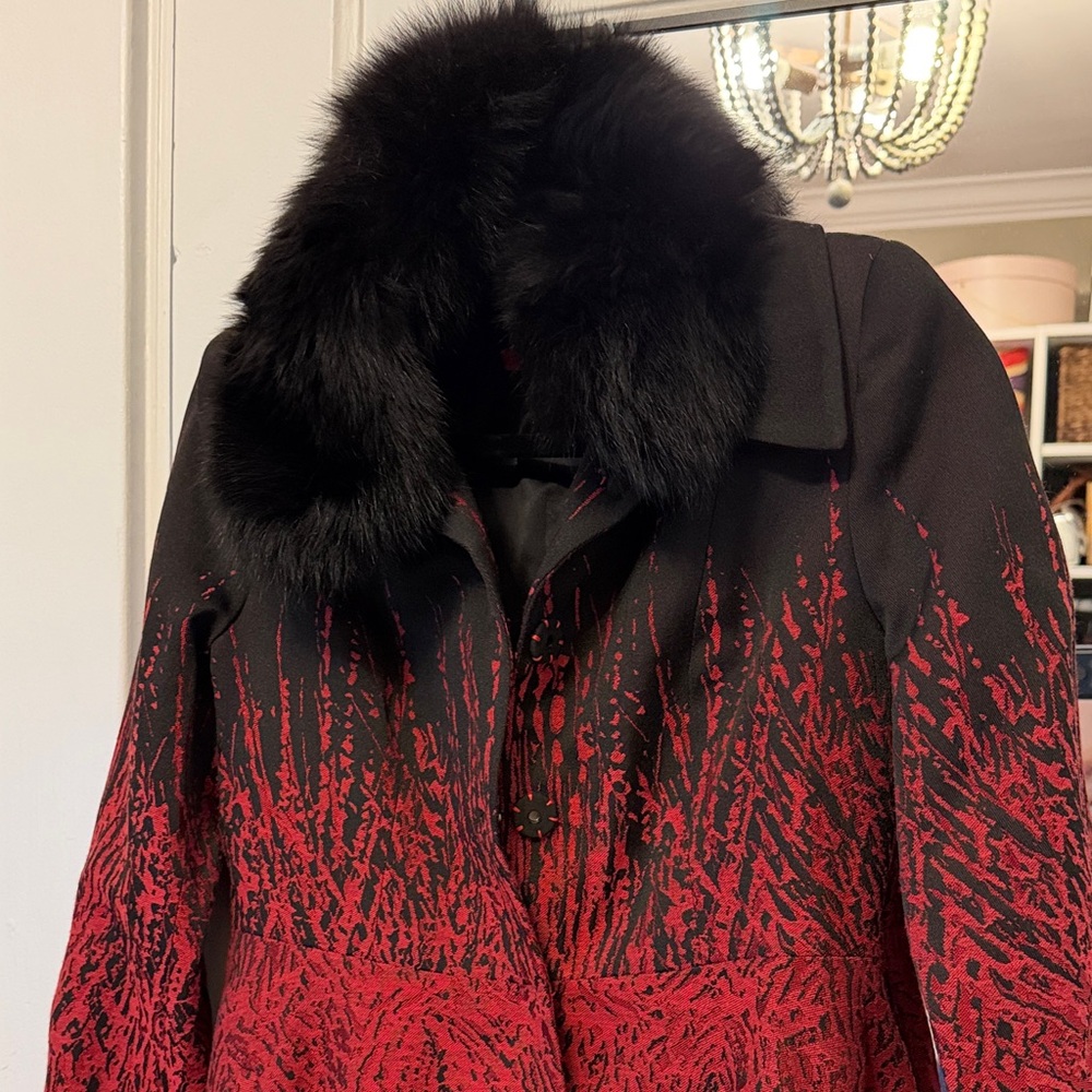 Alice and Olivia Coat with real fox removable collar